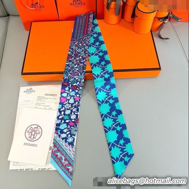 Modern Cheap Hermes La Danse des Amazones Twilly Silk Bandeau Scarf 5x86cm H4003 Blue 2025