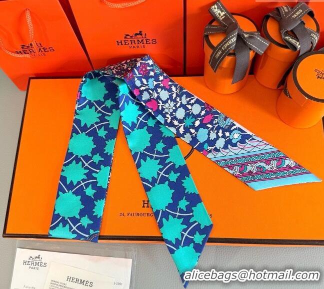 Modern Cheap Hermes La Danse des Amazones Twilly Silk Bandeau Scarf 5x86cm H4003 Blue 2025