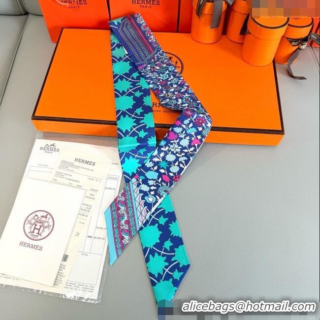 Modern Cheap Hermes La Danse des Amazones Twilly Silk Bandeau Scarf 5x86cm H4003 Blue 2025