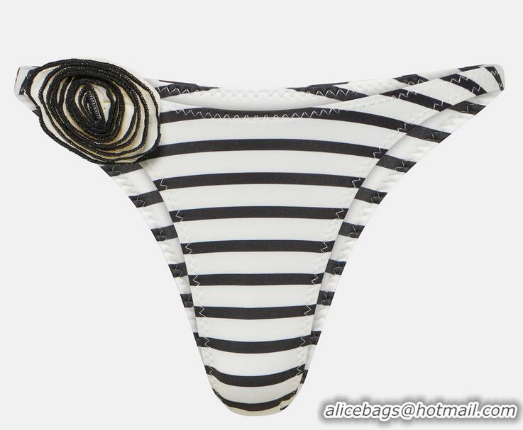 Best Quality Same Rose 90s Striped Bikini Bottoms Swimsuit P0092 White/Black