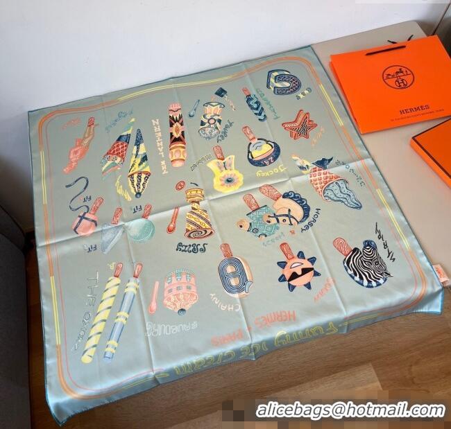 Luxury Classic Hermes Funny Ice Cream Silk Square Scarf 90x90cm H4027 Grey 2025