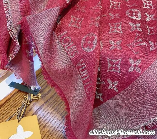 Buy Best Louis Vuitton Classic Silk Wool Shawl Scarf 140cm with Silver-Tone Lurex V4030 Red 2025