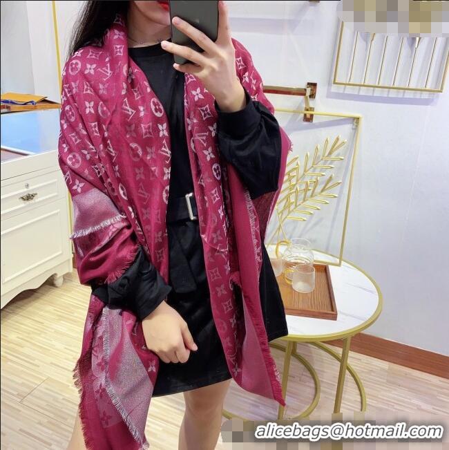 Buy Best Louis Vuitton Classic Silk Wool Shawl Scarf 140cm with Silver-Tone Lurex V4030 Red 2025