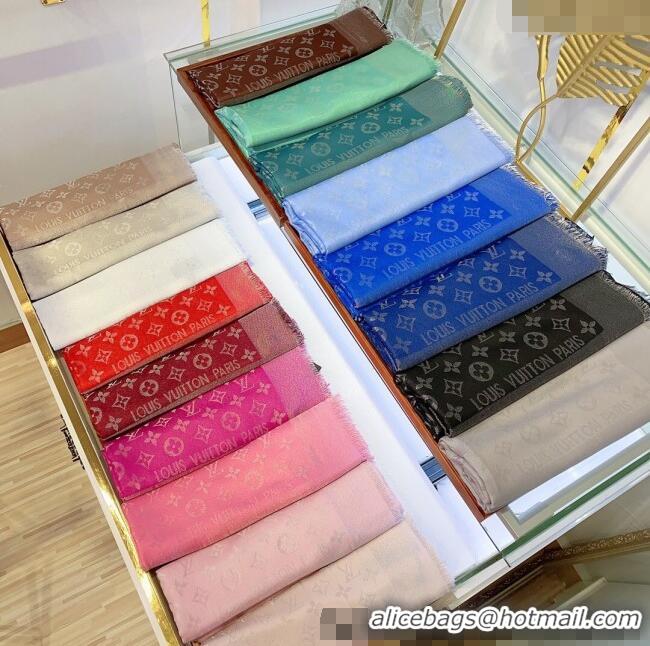 Buy Best Louis Vuitton Classic Silk Wool Shawl Scarf 140cm with Silver-Tone Lurex V4030 Red 2025