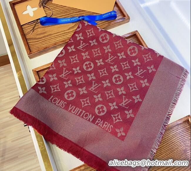 Buy Best Louis Vuitton Classic Silk Wool Shawl Scarf 140cm with Silver-Tone Lurex V4030 Red 2025