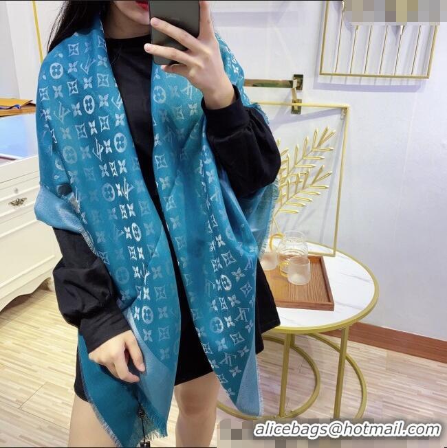 Market Sells Louis Vuitton Classic Silk Wool Shawl Scarf 140cm with Silver-Tone Lurex V4030 Green 2025