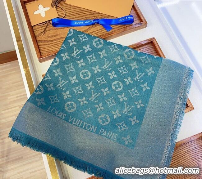 Market Sells Louis Vuitton Classic Silk Wool Shawl Scarf 140cm with Silver-Tone Lurex V4030 Green 2025