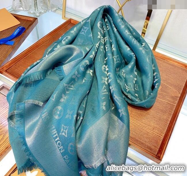 Market Sells Louis Vuitton Classic Silk Wool Shawl Scarf 140cm with Silver-Tone Lurex V4030 Green 2025
