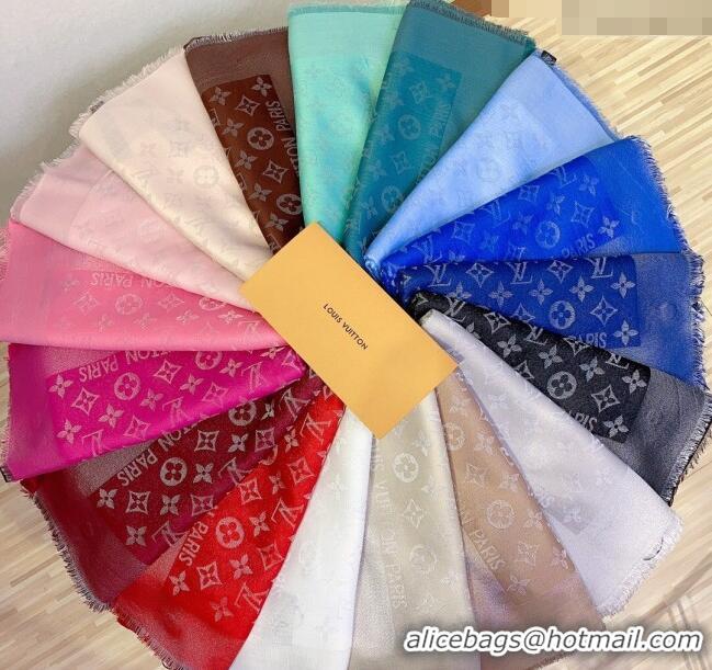 Popular Style Louis Vuitton Classic Silk Wool Shawl Scarf 140cm with Silver-Tone Lurex V4030 White 2025