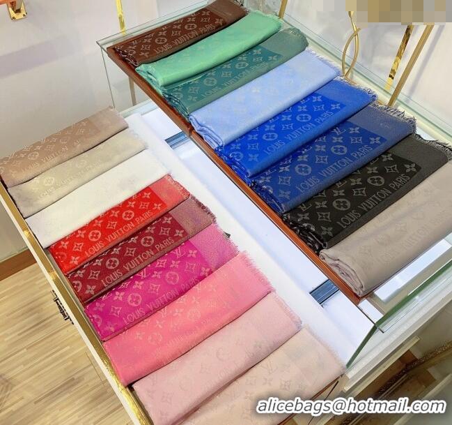 Popular Style Louis Vuitton Classic Silk Wool Shawl Scarf 140cm with Silver-Tone Lurex V4030 White 2025
