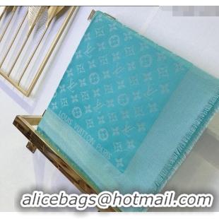 Top Design Louis Vuitton Classic Silk Wool Shawl Scarf 140cm with Silver-Tone Lurex V4030 Light Green 2025