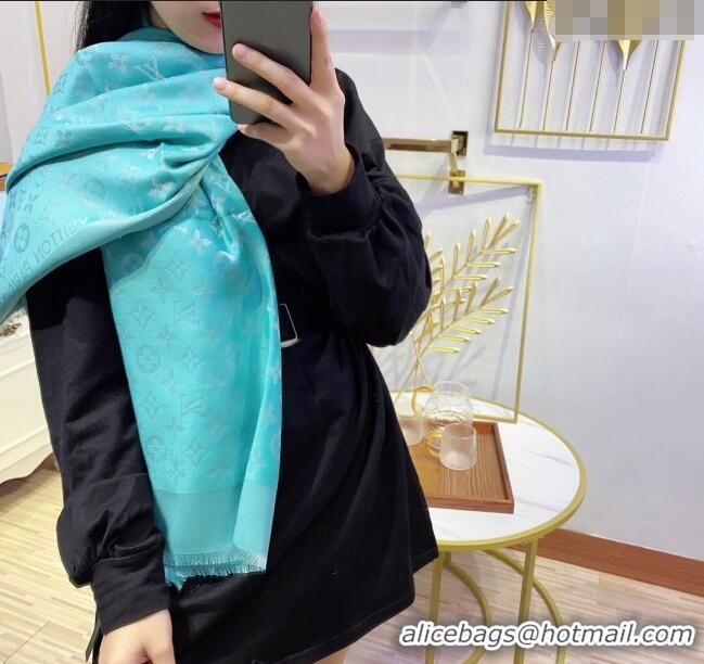 Top Design Louis Vuitton Classic Silk Wool Shawl Scarf 140cm with Silver-Tone Lurex V4030 Light Green 2025