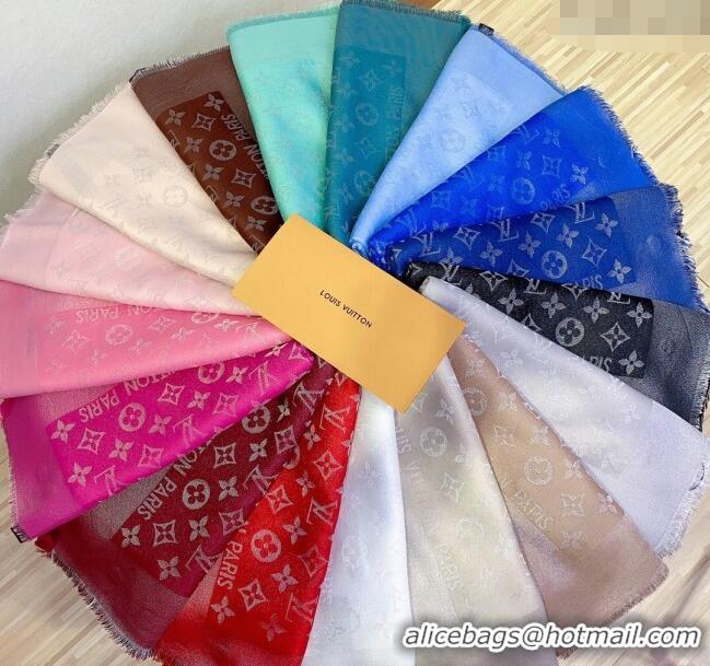Top Design Louis Vuitton Classic Silk Wool Shawl Scarf 140cm with Silver-Tone Lurex V4030 Light Green 2025