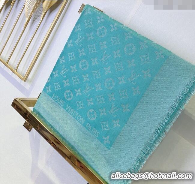 Top Design Louis Vuitton Classic Silk Wool Shawl Scarf 140cm with Silver-Tone Lurex V4030 Light Green 2025