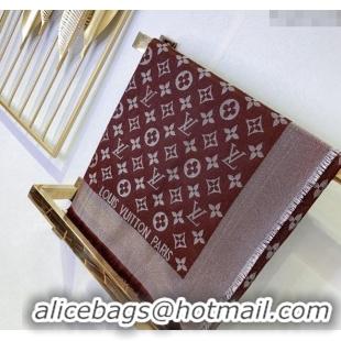 Discount Louis Vuitton Classic Silk Wool Shawl Scarf 140cm with Silver-Tone Lurex V4030 Brown 2025