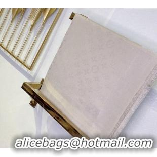Buy New Cheap Louis Vuitton Classic Silk Wool Shawl Scarf 140cm with Silver-Tone Lurex V4030 Light Beige 2025