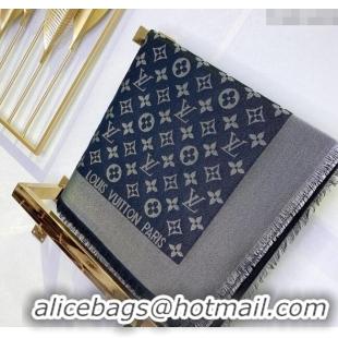 Best Price Louis Vuitton Classic Silk Wool Shawl Scarf 140cm with Silver-Tone Lurex V4030 Black 2025