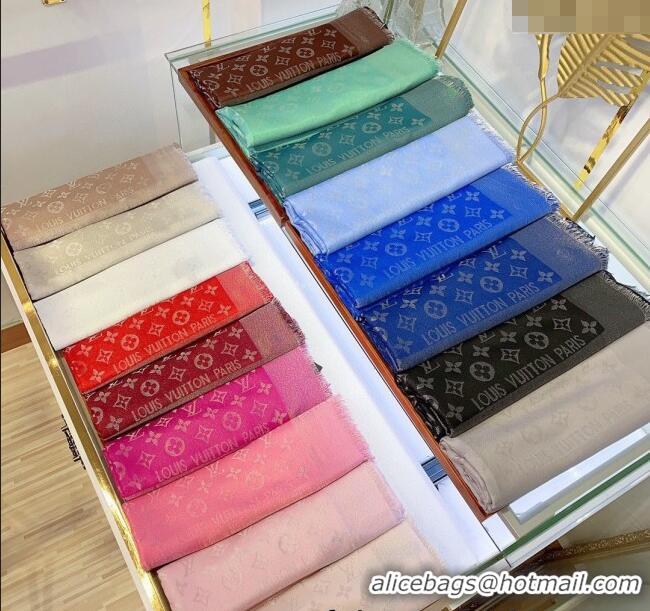 Best Price Louis Vuitton Classic Silk Wool Shawl Scarf 140cm with Silver-Tone Lurex V4030 Black 2025