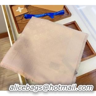 Low Price Louis Vuitton Classic Silk Wool Shawl Scarf 140cm with Silver-Tone Lurex V4030 Nude Pink 2025