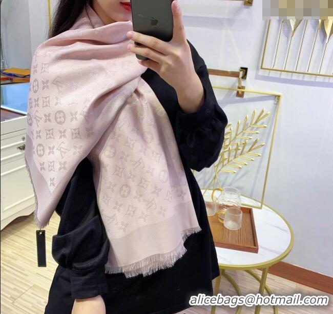 Low Price Louis Vuitton Classic Silk Wool Shawl Scarf 140cm with Silver-Tone Lurex V4030 Nude Pink 2025