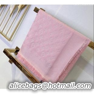 Top Quality Louis Vuitton Classic Silk Wool Shawl Scarf 140cm with Silver-Tone Lurex V4030 Light Pink 2025