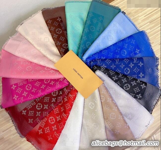 Top Quality Louis Vuitton Classic Silk Wool Shawl Scarf 140cm with Silver-Tone Lurex V4030 Light Pink 2025