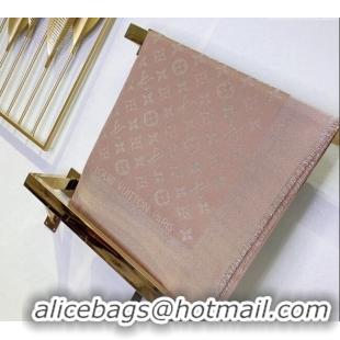 Shop Classic Louis Vuitton Classic Silk Wool Shawl Scarf 140cm with Silver-Tone Lurex V4030 Beige 2025