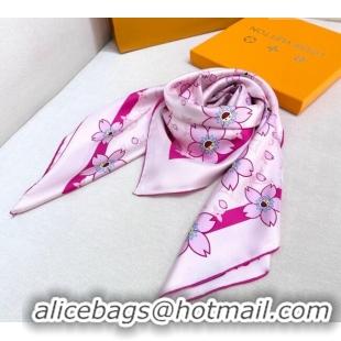 Well Crafted Louis Vuitton LV x TM Monogram Cherry Blosoom Silk Square Scarf 88cm V4031 Purple 2025