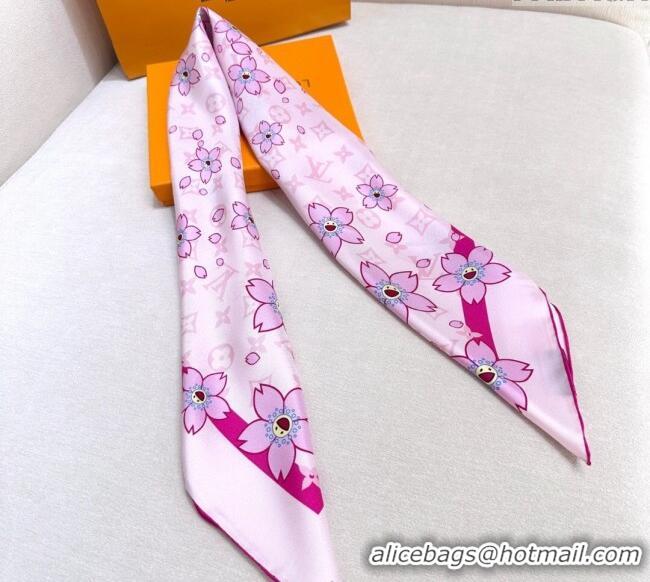 Well Crafted Louis Vuitton LV x TM Monogram Cherry Blosoom Silk Square Scarf 88cm V4031 Purple 2025