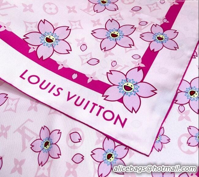 Well Crafted Louis Vuitton LV x TM Monogram Cherry Blosoom Silk Square Scarf 88cm V4031 Purple 2025