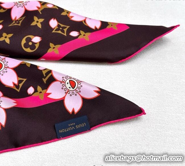 Lower Price Louis Vuitton LV x TM Monogram Cherry Blosoom Silk Square Scarf 88cm V4031 Brown 2025