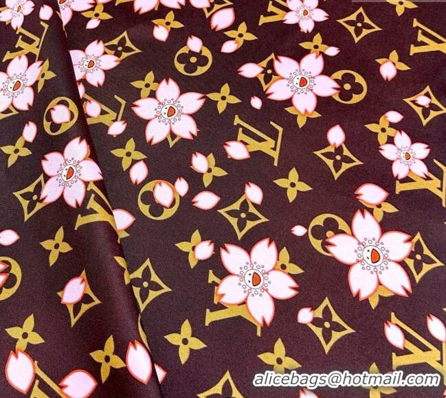 Lower Price Louis Vuitton LV x TM Monogram Cherry Blosoom Silk Square Scarf 88cm V4031 Brown 2025