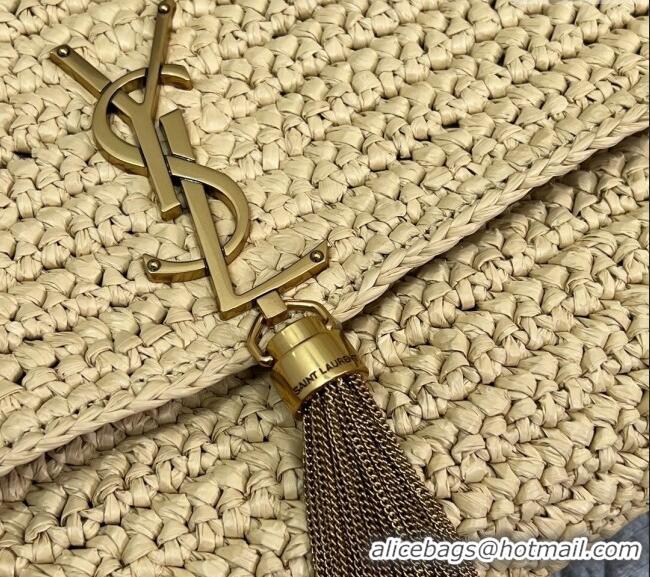 Top Quality Saint Laurent Kate 99 Tassels Chain Bag in Raffia Straw 604276 Beige 2024