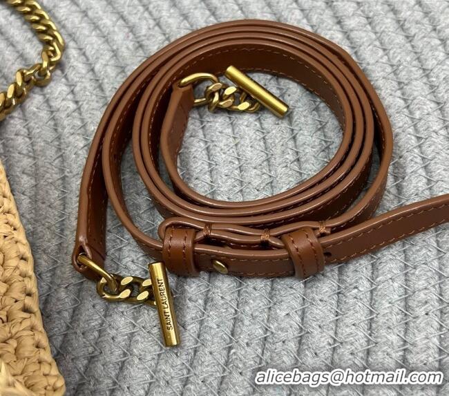 Top Quality Saint Laurent Kate 99 Tassels Chain Bag in Raffia Straw 604276 Beige 2024