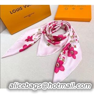 Spot Bulk Louis Vuitton LV x TM Monogram Cherry Blosoom Silk Square Scarf 88cm V4031 Pink 2025