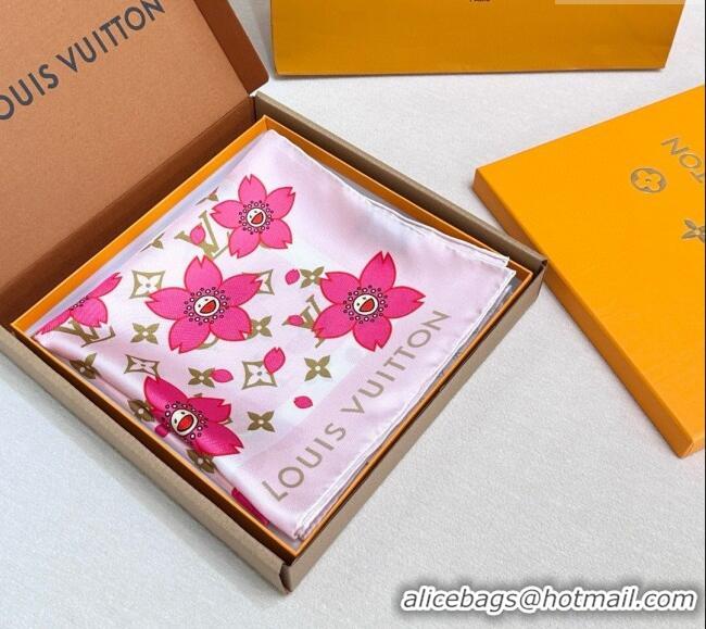 Spot Bulk Louis Vuitton LV x TM Monogram Cherry Blosoom Silk Square Scarf 88cm V4031 Pink 2025
