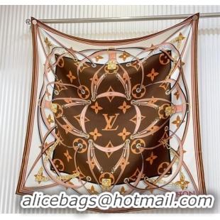 Top Design Louis Vuitton Ultimate Monogram Silk Square Scarf 90cm V4047 Brown 2025