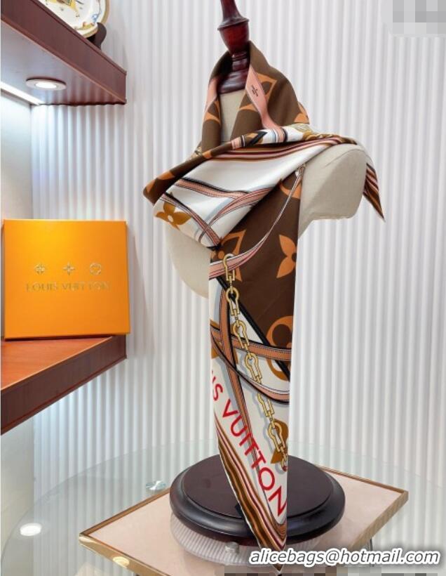 Top Design Louis Vuitton Ultimate Monogram Silk Square Scarf 90cm V4047 Brown 2025