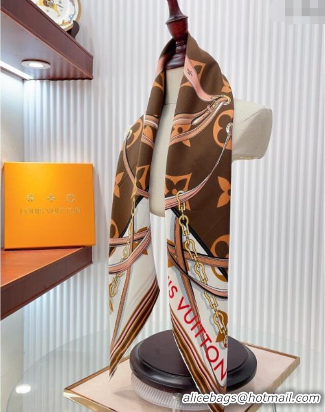 Top Design Louis Vuitton Ultimate Monogram Silk Square Scarf 90cm V4047 Brown 2025