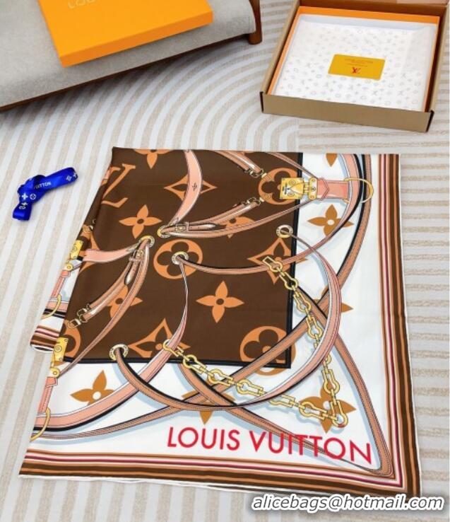 Top Design Louis Vuitton Ultimate Monogram Silk Square Scarf 90cm V4047 Brown 2025
