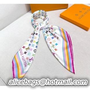 Well Crafted Louis Vuitton LV x TM Multicolored Monogram Silk Square Scarf 90cm V4048 White 2025