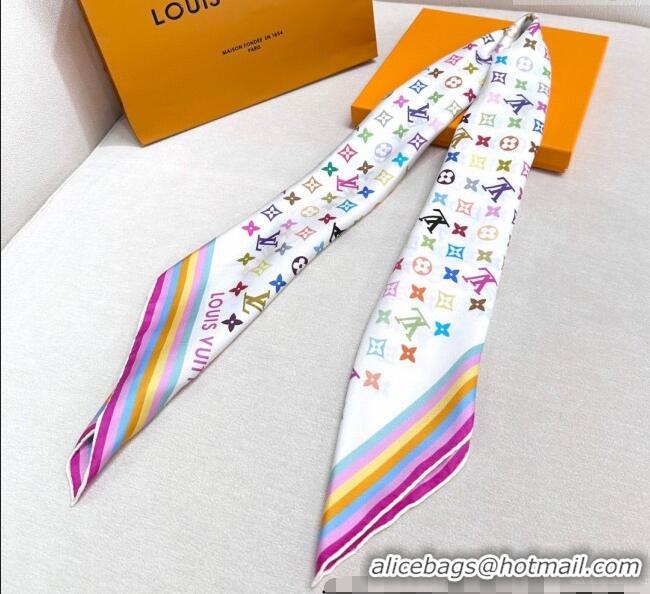 Well Crafted Louis Vuitton LV x TM Multicolored Monogram Silk Square Scarf 90cm V4048 White 2025