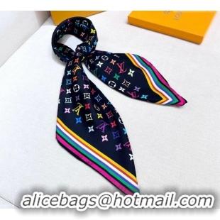 Market Sells Louis Vuitton LV x TM Multicolored Monogram Silk Square Scarf 90cm V4048 Black 2025