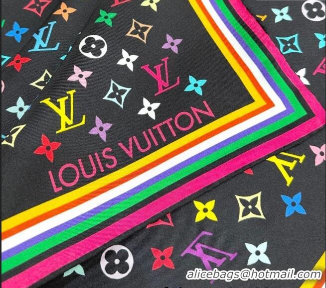 Market Sells Louis Vuitton LV x TM Multicolored Monogram Silk Square Scarf 90cm V4048 Black 2025