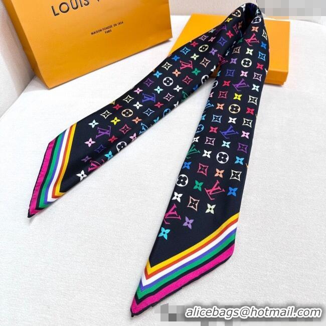 Market Sells Louis Vuitton LV x TM Multicolored Monogram Silk Square Scarf 90cm V4048 Black 2025
