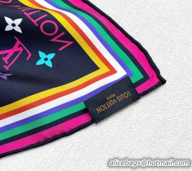 Market Sells Louis Vuitton LV x TM Multicolored Monogram Silk Square Scarf 90cm V4048 Black 2025