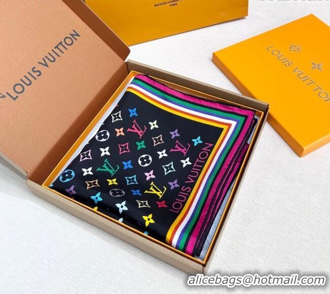 Market Sells Louis Vuitton LV x TM Multicolored Monogram Silk Square Scarf 90cm V4048 Black 2025