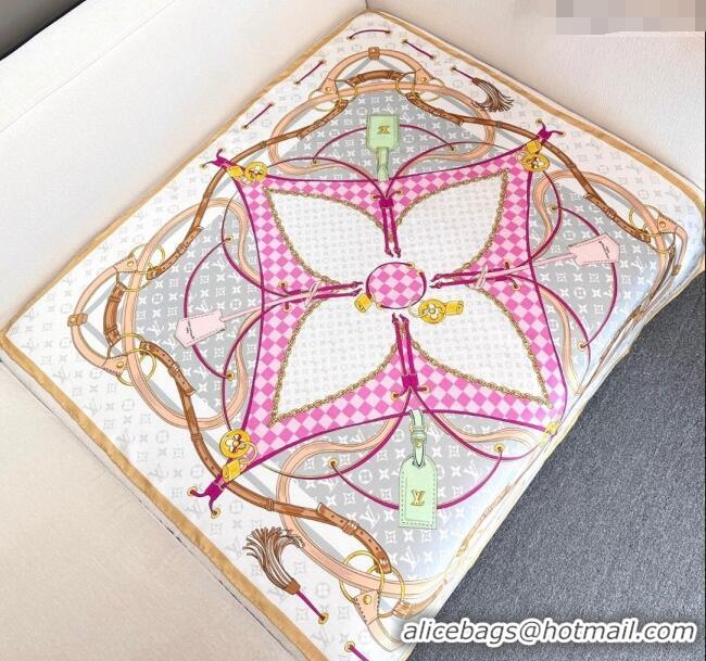 Best Price Louis Vuitton Flower and Strap Monogram Silk Square Scarf 90cm V4049 Grey 2025