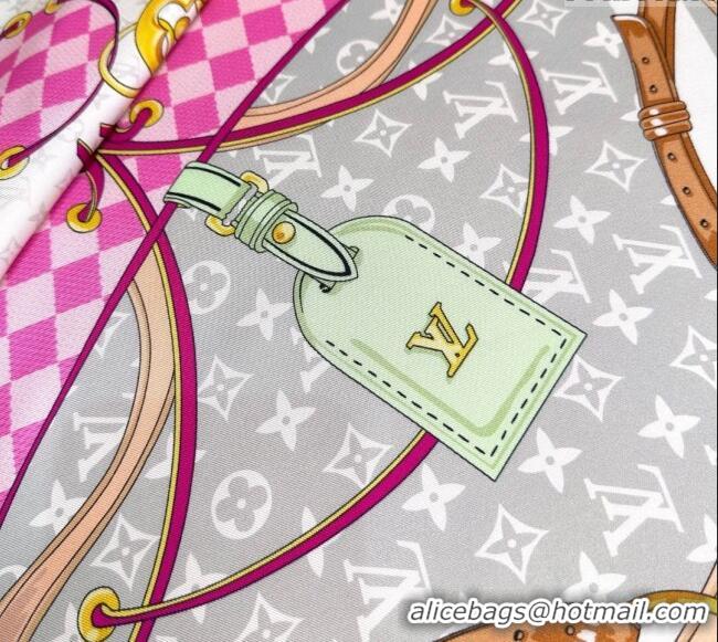 Best Price Louis Vuitton Flower and Strap Monogram Silk Square Scarf 90cm V4049 Grey 2025