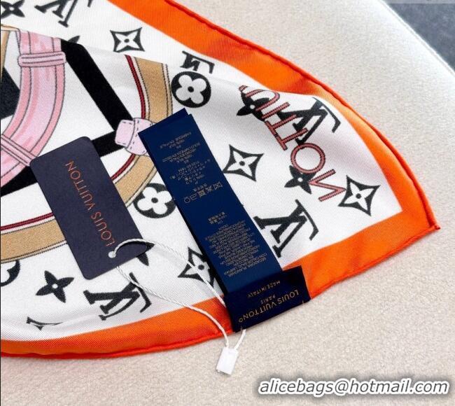 Inexpensive Louis Vuitton Flower and Strap Monogram Silk Square Scarf 90cm V4049 Black 2025